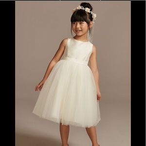 Flower Girl Dress with Tulle and Ribbon Waist